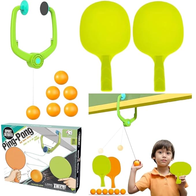 Hanging Table Tennis Ball Set Ping Pong Indoor Games for Kids | Interactive Fun with 2 Rackets and extra Balls