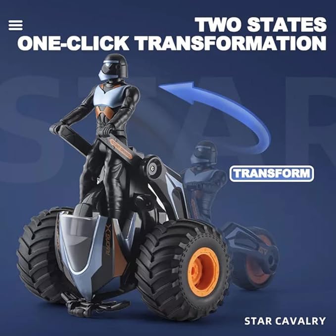 RC Stunt Car,StarWar Bike Remote Control Motorcycle Stunt Power Wheel Motorcycle Car - 2.4 GHz High Speed, One-Key Deformation With LED Lights & Music For Boys Girls 5-12 Years Kids