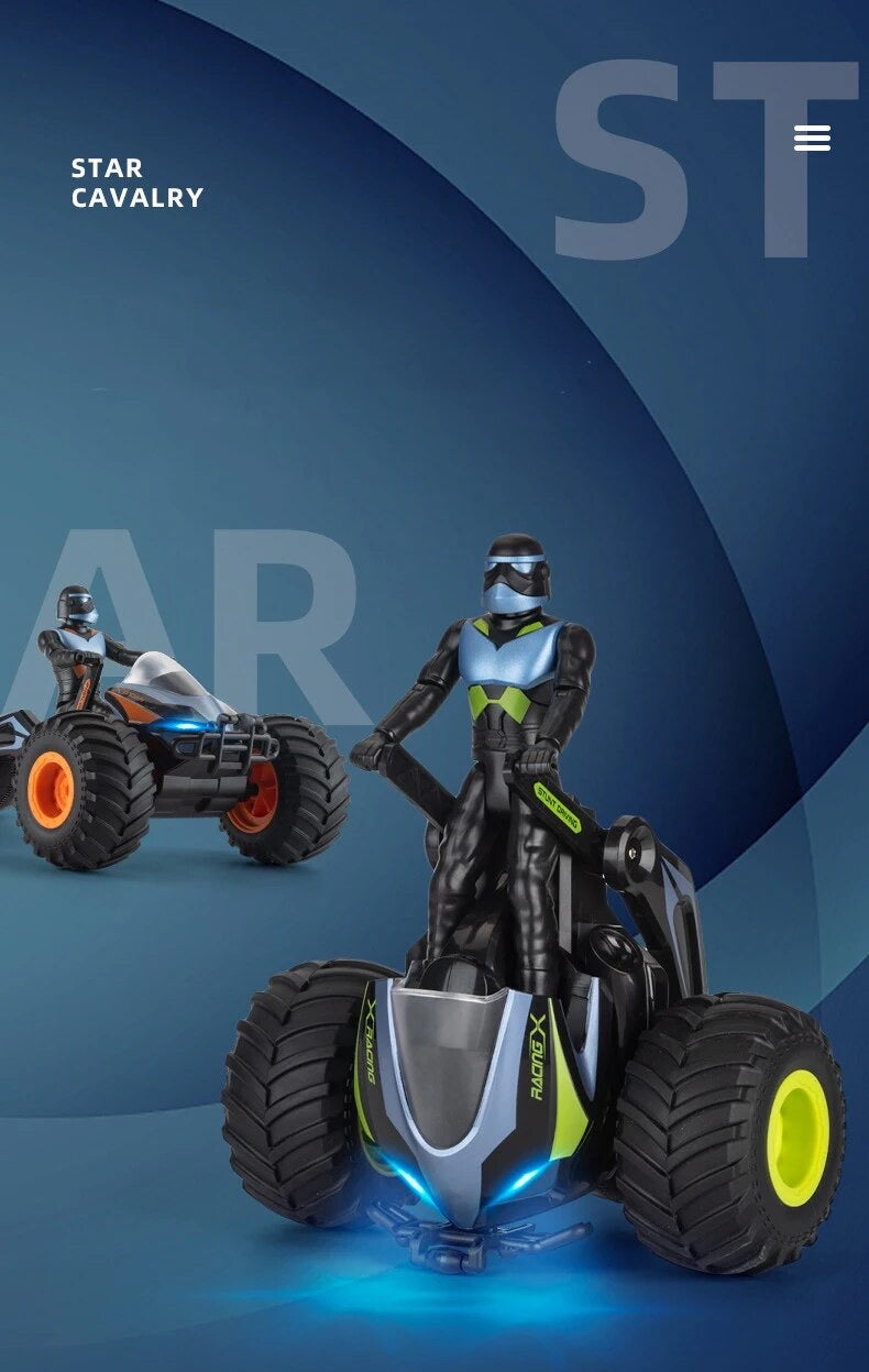 RC Stunt Car,StarWar Bike Remote Control Motorcycle Stunt Power Wheel Motorcycle Car - 2.4 GHz High Speed, One-Key Deformation With LED Lights & Music For Boys Girls 5-12 Years Kids