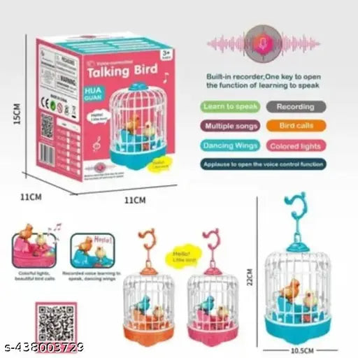 Talking Bird Toy for Kids | Interactive Toy & Repeat What You Said | Singing & Chirping in The Birdcage | Gifts for Babies, Kids & Children