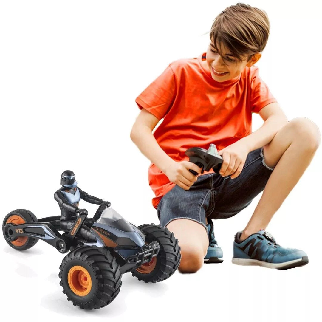 RC Stunt Car,StarWar Bike Remote Control Motorcycle Stunt Power Wheel Motorcycle Car - 2.4 GHz High Speed, One-Key Deformation With LED Lights & Music For Boys Girls 5-12 Years Kids