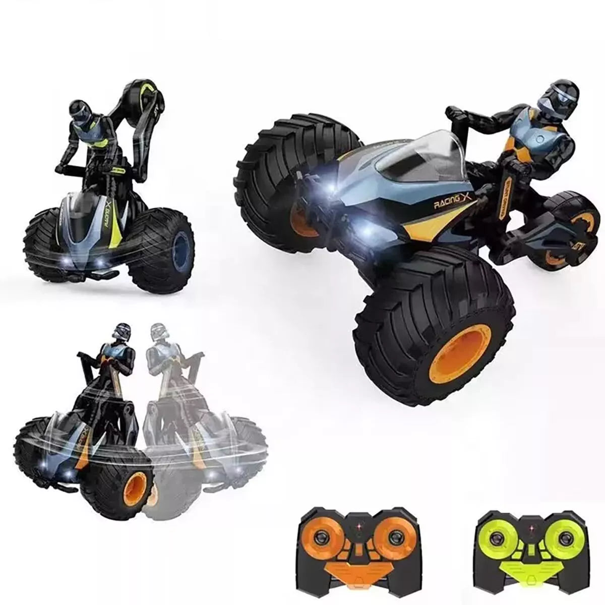 RC Stunt Car,StarWar Bike Remote Control Motorcycle Stunt Power Wheel Motorcycle Car - 2.4 GHz High Speed, One-Key Deformation With LED Lights & Music For Boys Girls 5-12 Years Kids