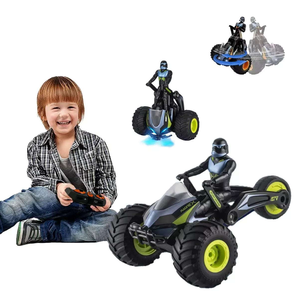RC Stunt Car,StarWar Bike Remote Control Motorcycle Stunt Power Wheel Motorcycle Car - 2.4 GHz High Speed, One-Key Deformation With LED Lights & Music For Boys Girls 5-12 Years Kids