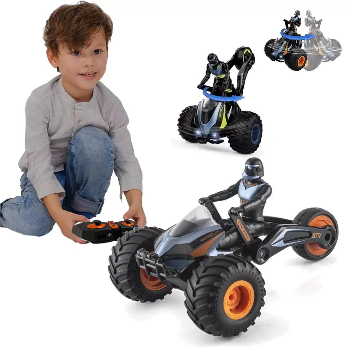 RC Stunt Car,StarWar Bike Remote Control Motorcycle Stunt Power Wheel Motorcycle Car - 2.4 GHz High Speed, One-Key Deformation With LED Lights & Music For Boys Girls 5-12 Years Kids