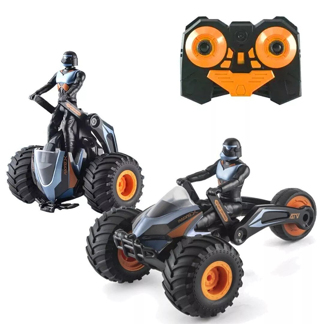 RC Stunt Car,StarWar Bike Remote Control Motorcycle Stunt Power Wheel Motorcycle Car - 2.4 GHz High Speed, One-Key Deformation With LED Lights & Music For Boys Girls 5-12 Years Kids