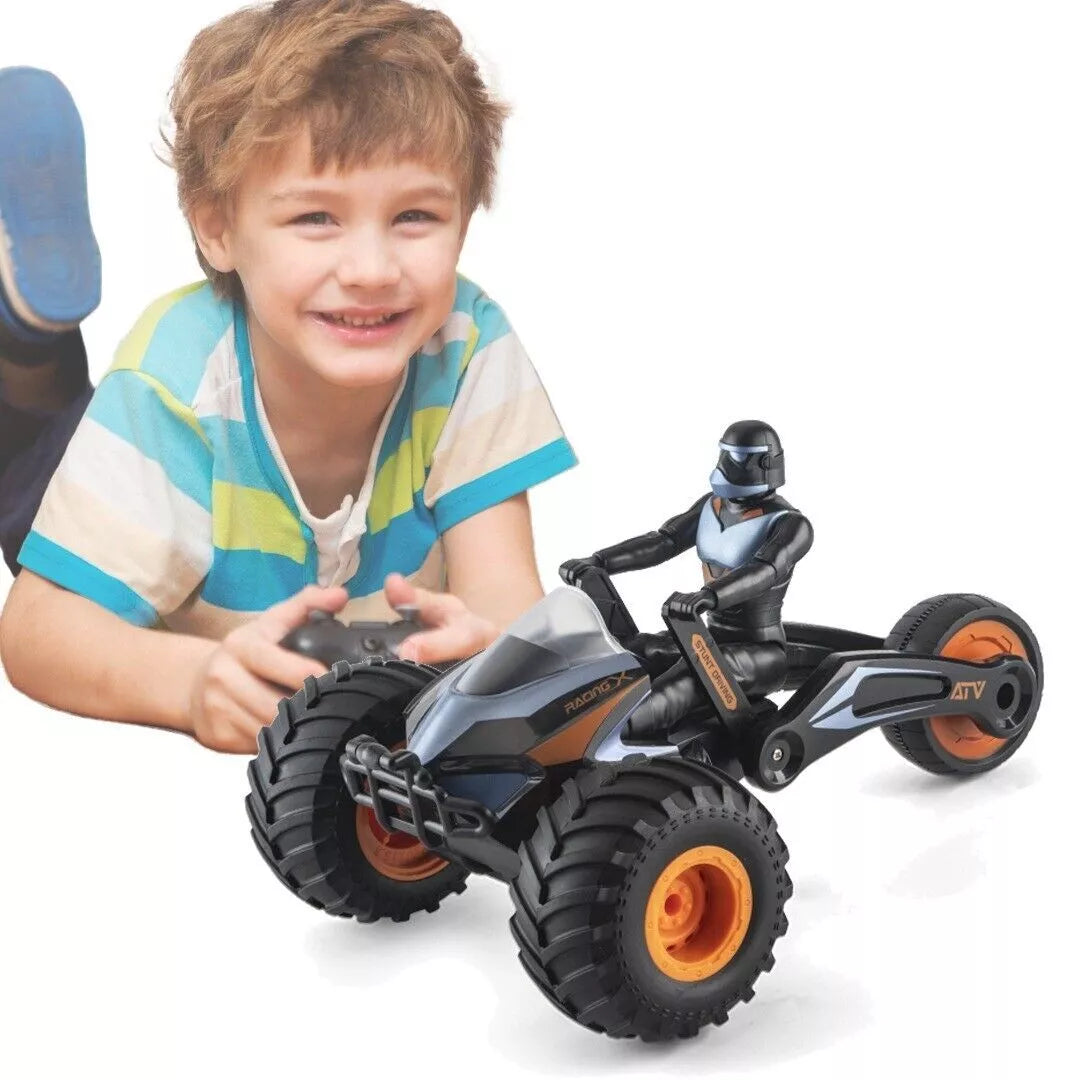 RC Stunt Car,StarWar Bike Remote Control Motorcycle Stunt Power Wheel Motorcycle Car - 2.4 GHz High Speed, One-Key Deformation With LED Lights & Music For Boys Girls 5-12 Years Kids