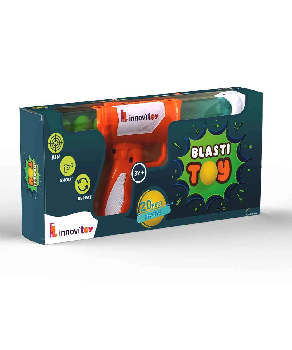 Blastitoy Gun Toys For Kids 5 Years | Fun Target Shooting Blaster Gun with 5 Soft Foam Bullets | Blaze Storm Hot Fire Toy Gun for Boys, Girls, Teen, Adults | Birthday Gift - Made In India