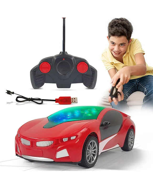 3D Lights 4 Functions Rechargeable Remote Control Racing Car Toy for Kids