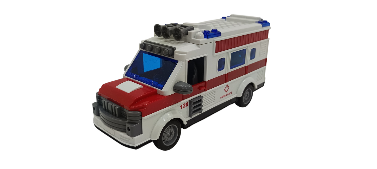 Remote Control Ambulance, High Quality durable 2.4G RC Play Ambulance Car Toy 4 Channel Electric Ambulance Vehicles Emergency Rescue Cars with Lights, Opening