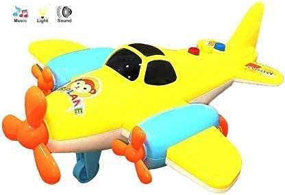 Friction Powered Funny Airplane Toy with Light & Sound Effects for Kids