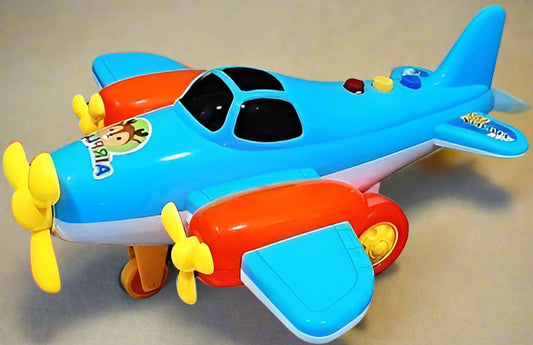 Friction Powered Funny Airplane Toy with Light & Sound Effects for Kids