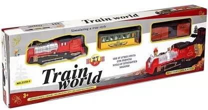 Musical Classic Train World Toy Train Track Set for Kids. | with Real Train Sound and Colorful Light Effects. | Beautiful Design & Vintage Looks. (Multicolor)