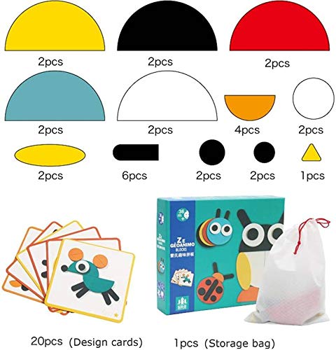 Wood Blocks Learning Puzzle Game with Geomatical Pieces  and Pattern Card To Make 3D pattern , Multicolour, 3+ years ,