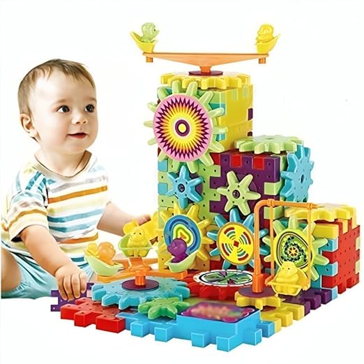 Miracle Bricks 101 Pcs Motorized Spinning Gear Building Block Kit for Kids Montessori Learning Educatoinal Toy Best Toy for Kids (Building Block)