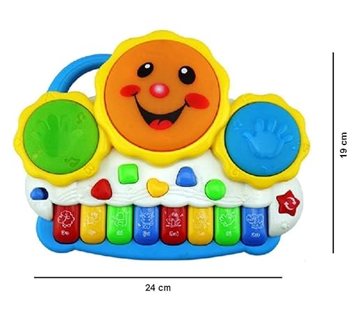 Drum Keyboard Musical Toys with Flashing Lights - Animal Sounds and Songs,Plastic,Multi Color