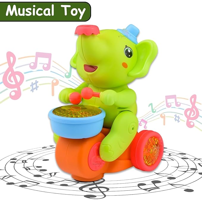 Elephant Musician Toy,with Levitation Ball on Nose Along with Dazzling Light Drum Sound Music and Elephant Sound for Baby Toys