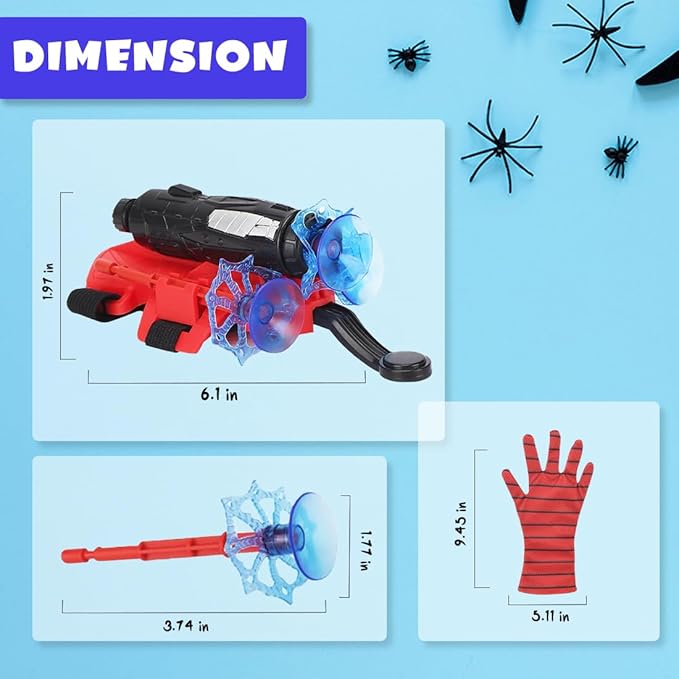 Spider-Man Web Shooter Launcher ,Wembley Spider Web Shooter Toys for Kids Real Gadget Toys for Boys Gloves Launcher Wrist Toy for School Fancy Dress Costume, Cosplay Launcher, Sticky Wall Soft Bomb Action Figures