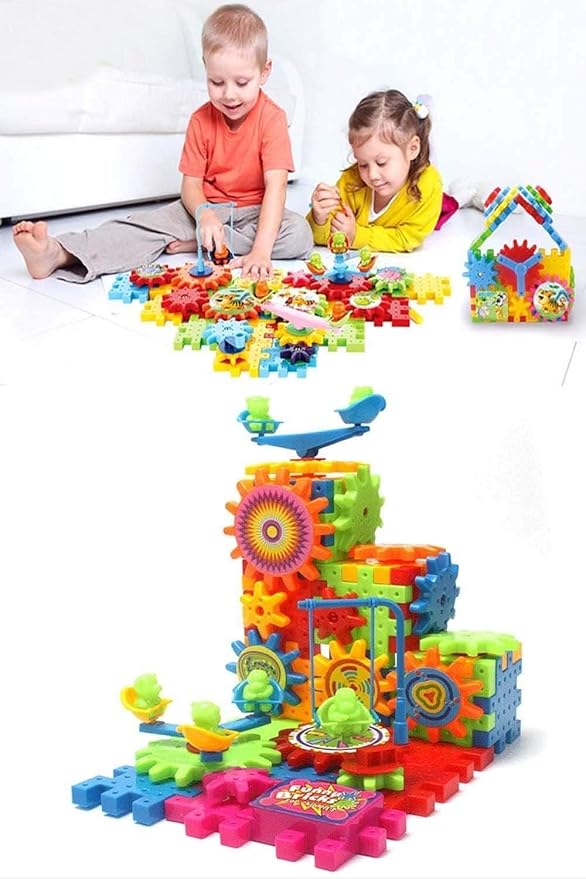 Miracle Bricks 101 Pcs Motorized Spinning Gear Building Block Kit for Kids Montessori Learning Educatoinal Toy Best Toy for Kids (Building Block)