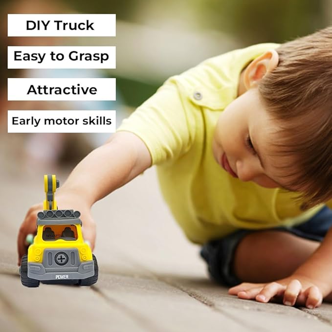 DIY Toys Truck DIY Truck Friction-Powered Truck Safe and Durable Assemble and disassemble Improve Imaginative Skills of Kids with Screw Driver(Multicolor) (Power Crane)