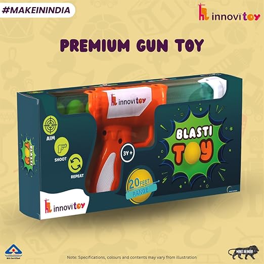 Blastitoy Gun Toys For Kids 5 Years | Fun Target Shooting Blaster Gun with 5 Soft Foam Bullets | Blaze Storm Hot Fire Toy Gun for Boys, Girls, Teen, Adults | Birthday Gift - Made In India