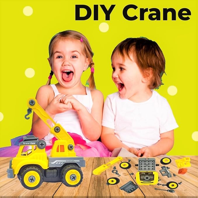 DIY Toys Truck DIY Truck Friction-Powered Truck Safe and Durable Assemble and disassemble Improve Imaginative Skills of Kids with Screw Driver(Multicolor) (Power Crane)