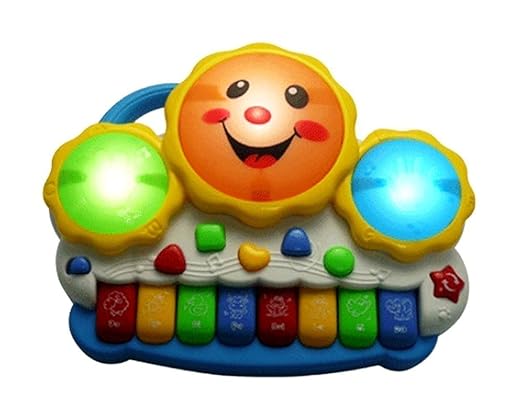 Drum Keyboard Musical Toys with Flashing Lights - Animal Sounds and Songs,Plastic,Multi Color