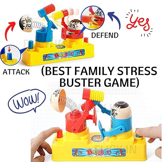 Battle Table Board Game, Child Interaction Desktop Game, Hammer Robot Stress Relief Toy, Defend Family Battle Boxing Warrior Toy for Kids, Multi Color