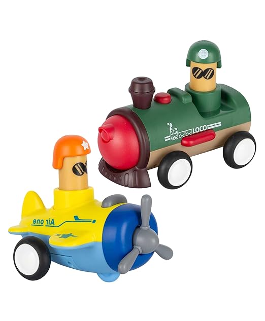 Pack of 4 Press and Go Toys, Friction Powered Vehicle Set, Very Durable Toys - Push Toys for Boys, Press and Go car Toys are Gifts for Babies, Toddlers, Boys, Girls
