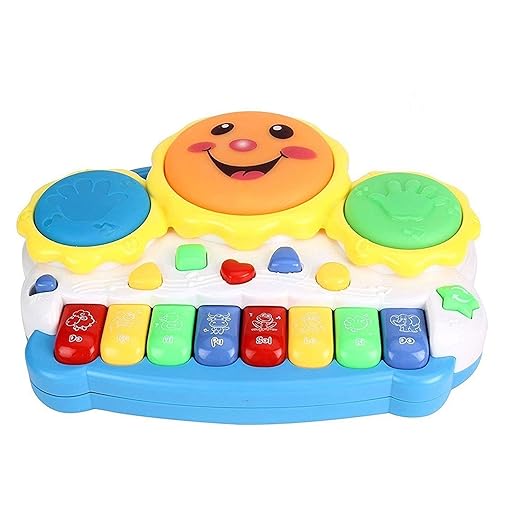 Drum Keyboard Musical Toys with Flashing Lights - Animal Sounds and Songs,Plastic,Multi Color