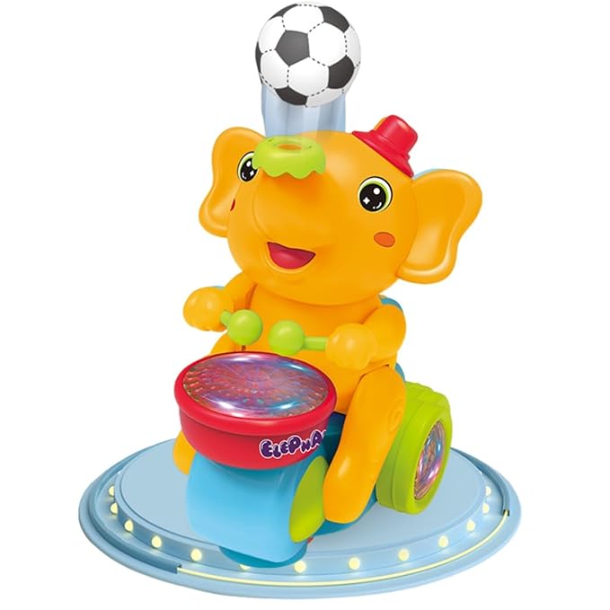 Elephant Musician Toy,with Levitation Ball on Nose Along with Dazzling Light Drum Sound Music and Elephant Sound for Baby Toys