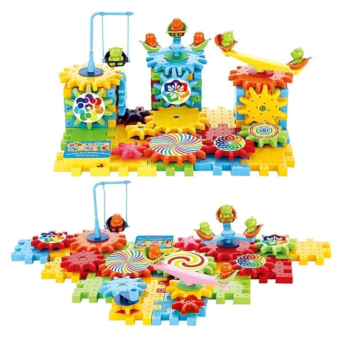 Miracle Bricks 101 Pcs Motorized Spinning Gear Building Block Kit for Kids Montessori Learning Educatoinal Toy Best Toy for Kids (Building Block)