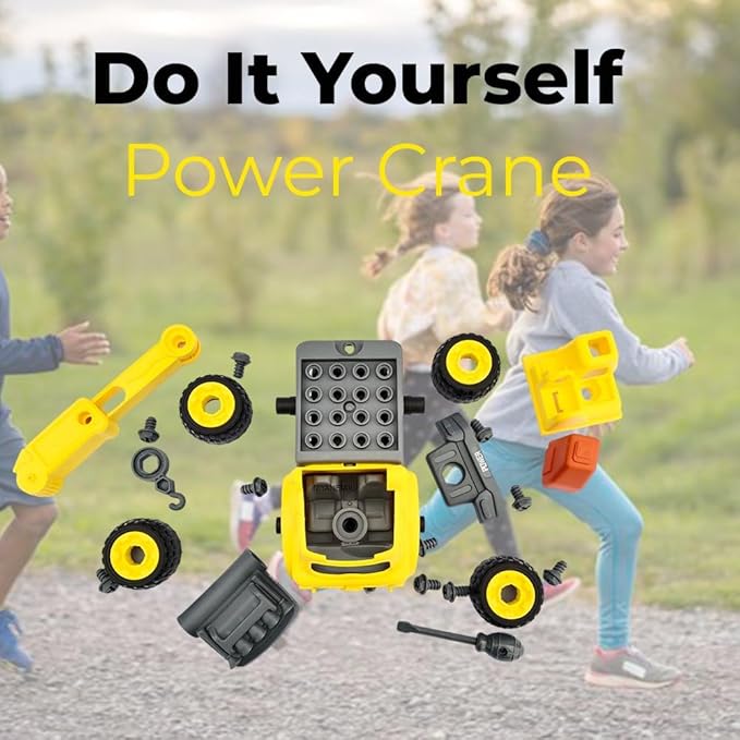 DIY Toys Truck DIY Truck Friction-Powered Truck Safe and Durable Assemble and disassemble Improve Imaginative Skills of Kids with Screw Driver(Multicolor) (Power Crane)