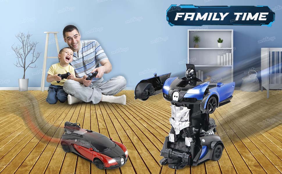 Toyz Robot Remote Control Transform Car with Spray LED Light Radio Control & Mist Smoke Effects Sport Racing Vehicle Suitable for 3+ Kids Multicolor