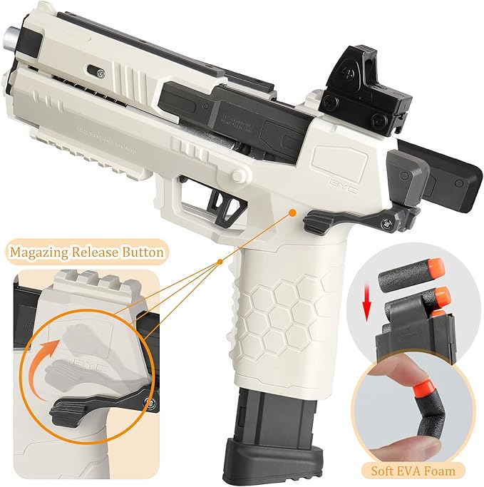 Soft Bullet Pistol Toy Gun with Magazine and Foam Darts, Foam Dart Blaster Toy Shooting Games Toy for 8+ Boys Children's Day Brithday Gift