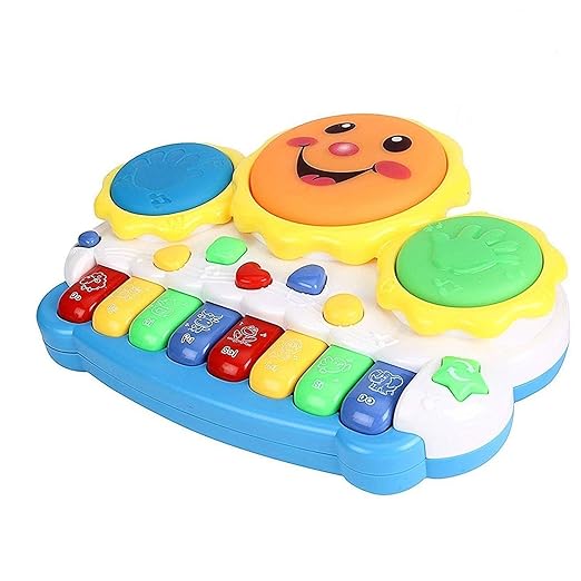 Drum Keyboard Musical Toys with Flashing Lights - Animal Sounds and Songs,Plastic,Multi Color