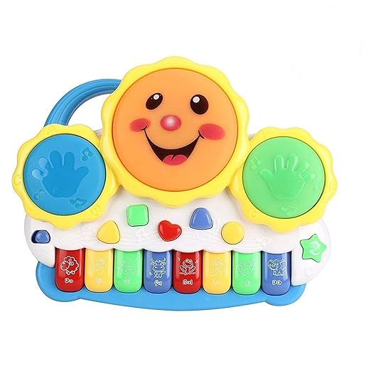 Drum Keyboard Musical Toys with Flashing Lights - Animal Sounds and Songs,Plastic,Multi Color