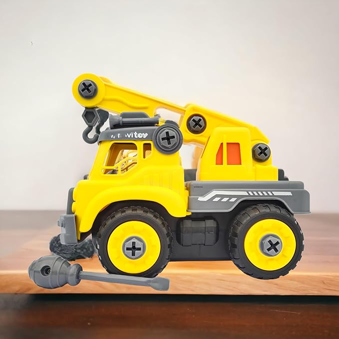 DIY Toys Truck DIY Truck Friction-Powered Truck Safe and Durable Assemble and disassemble Improve Imaginative Skills of Kids with Screw Driver(Multicolor) (Power Crane)