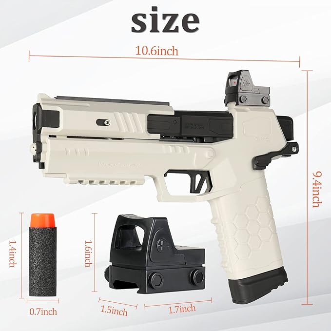 Soft Bullet Pistol Toy Gun with Magazine and Foam Darts, Foam Dart Blaster Toy Shooting Games Toy for 8+ Boys Children's Day Brithday Gift