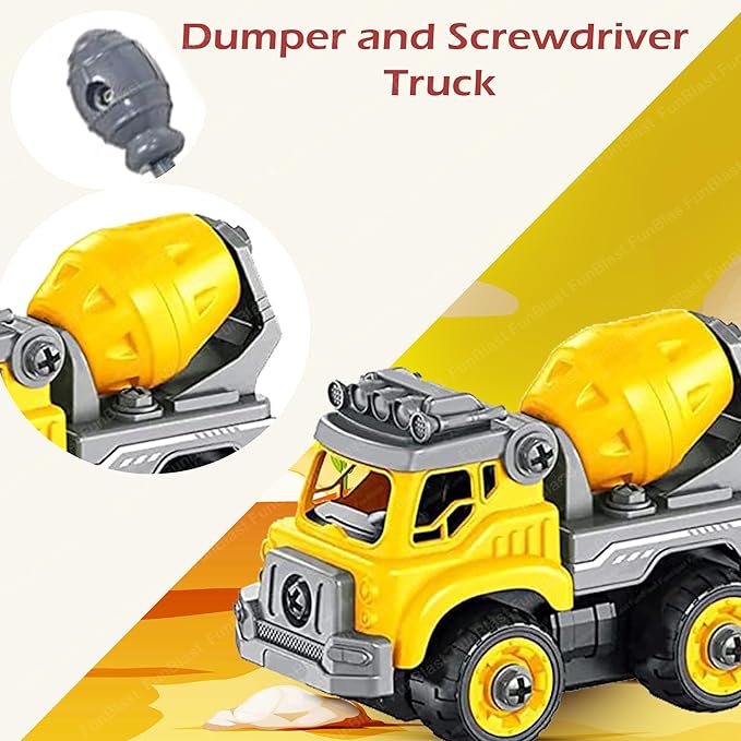 DIY Toys Truck DIY Truck Friction-Powered Truck Safe and Durable Assemble and disassemble Improve Imaginative Skills of Kids with Screw Driver(Multicolor) (Power Crane)