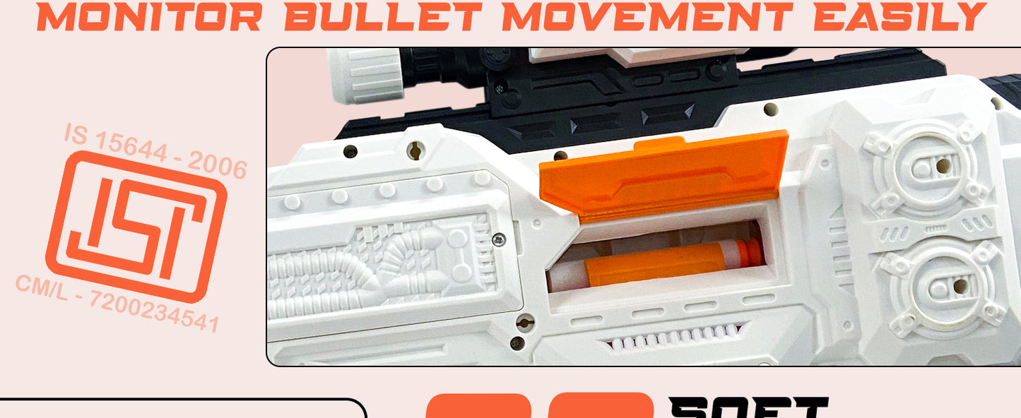 Alpha Striker Electric Motorized Toy Gun with Targeting Scope, 20 Soft Dart Bullets, Toys for Kids Teens and Adults, Gift Toy for Boys, Birthday Gift Toy for Kids Ages 8+ Made in India