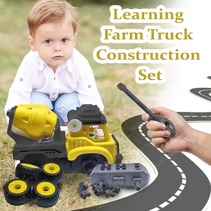 DIY Toys Truck DIY Truck Friction-Powered Truck Safe and Durable Assemble and disassemble Improve Imaginative Skills of Kids with Screw Driver(Multicolor) (Power Crane)