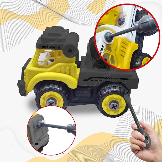 DIY Toys Truck DIY Truck Friction-Powered Truck Safe and Durable Assemble and disassemble Improve Imaginative Skills of Kids with Screw Driver(Multicolor) (Power Crane)