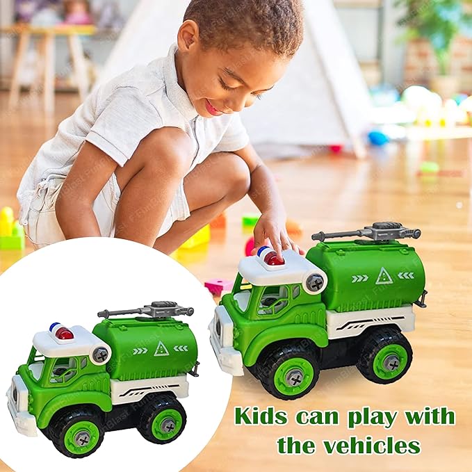 DIY Toys Truck DIY Truck Friction-Powered Truck Safe and Durable Assemble and disassemble Improve Imaginative Skills of Kids with Screw Driver(Multicolor) (Power Crane)