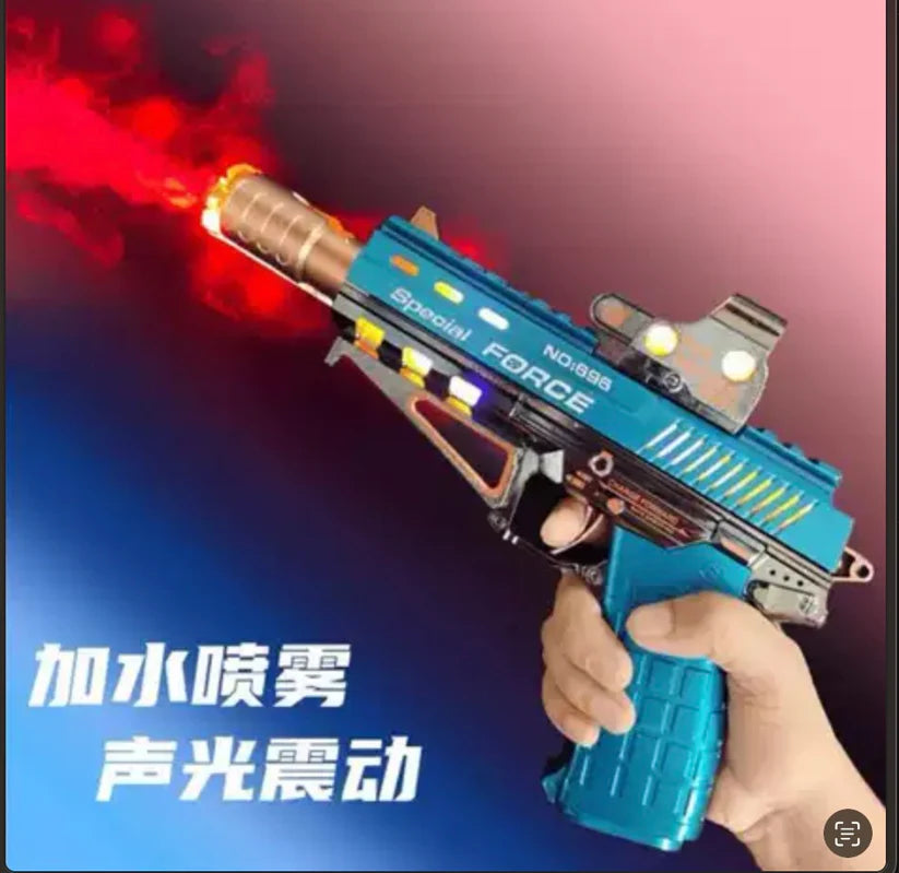 Musical Smoke Gun With Moving Top Loader and smoke Telescopic Barrel And Target Projection Effect - vibrating gun with lights and music gift for boys and girls