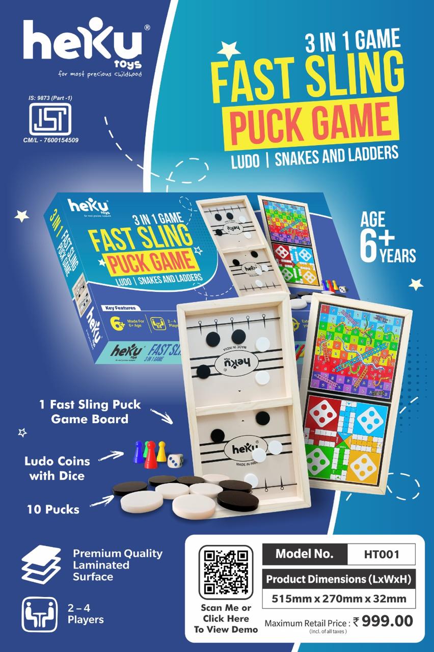 Wooden Pluck Striker Board Game with Ludo and Snakes & Ladders