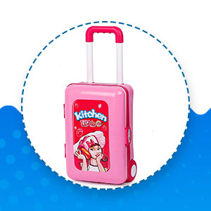 Kitchen Set for Kids Girls Big Cooking Set Light and Sound Portable Trolley Pretend Play Toys Battery Operated