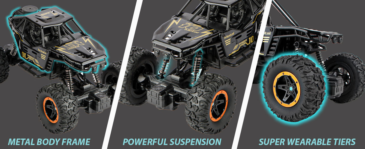 Remote Control Car For Kids With Mist Smoke Effect 2 Wd Monster Truck Rock Crawler Climbing Rc Toy Vehicle Car For Boys And Girls-Black
