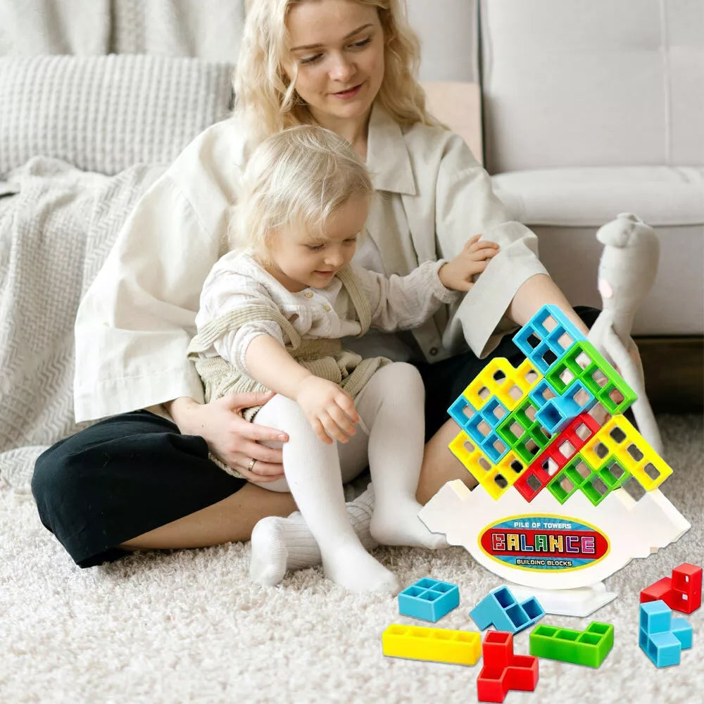 Tetra Tower Game, Balance Stacking Building Blocks Board Game for Kids, Adults, Building Games, Tetra Tower Balancing Game, Stack Attack Board Games for Family