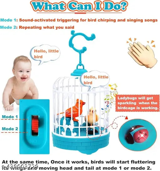 Talking Bird Toy for Kids | Interactive Toy & Repeat What You Said | Singing & Chirping in The Birdcage | Gifts for Babies, Kids & Children